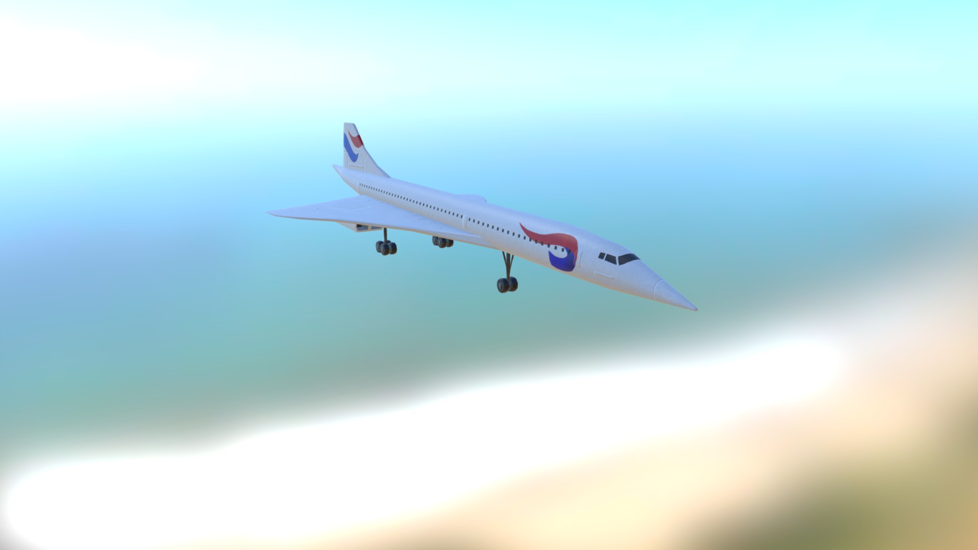 3D model Concorde - This is a 3D model of the Concorde. The 3D model is about a plane flying in the sky.