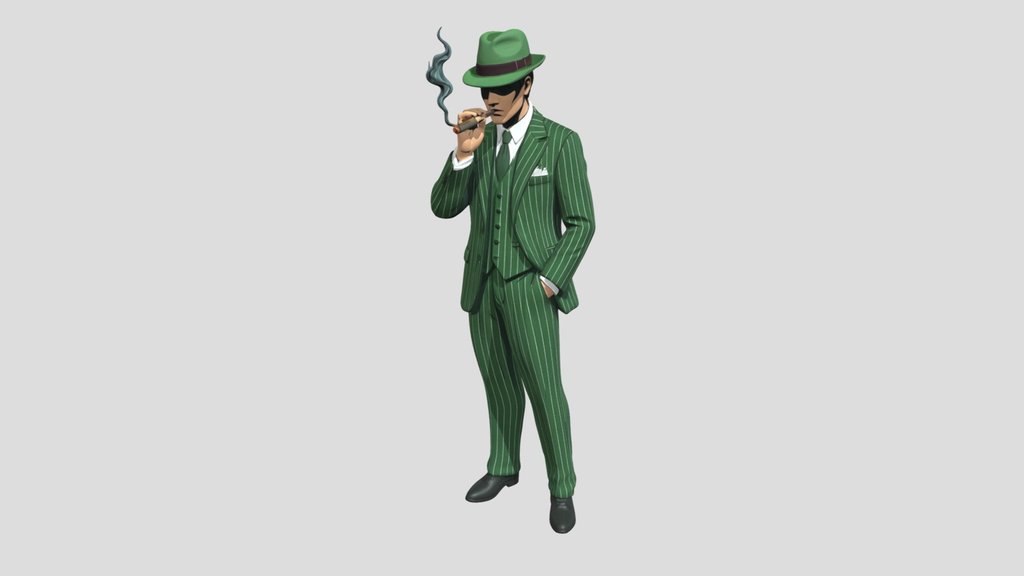 Mafia Gangster Smoking a Blunt