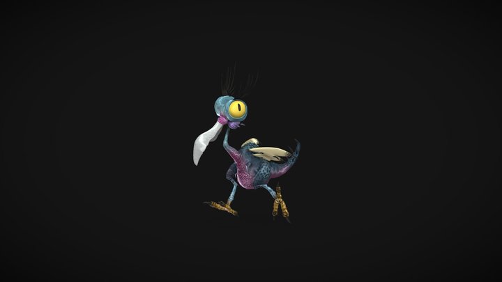 Alien Bird Running 3D Model