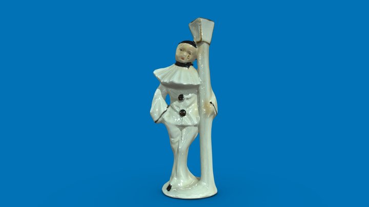 Pierrot leaning against a light pole 3D Model