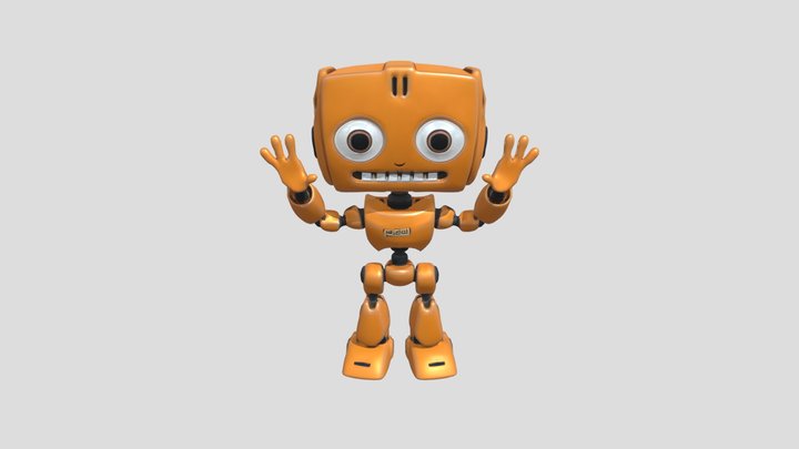 orange humanoid robot 3D Model