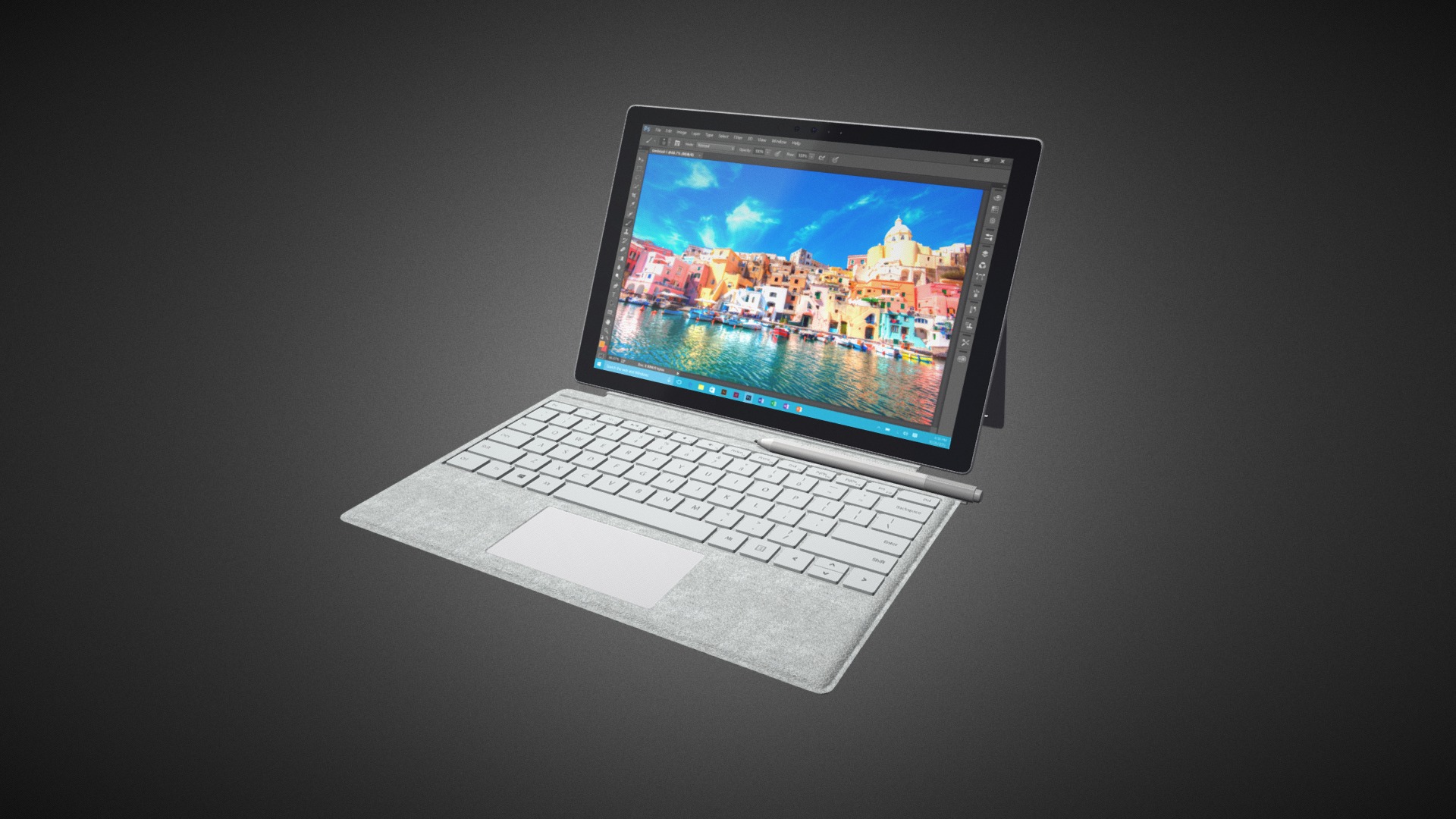 3D model Microsoft Surface Pro 2017 for Element 3D - This is a 3D model of the Microsoft Surface Pro 2017 for Element 3D. The 3D model is about a laptop with a keyboard.