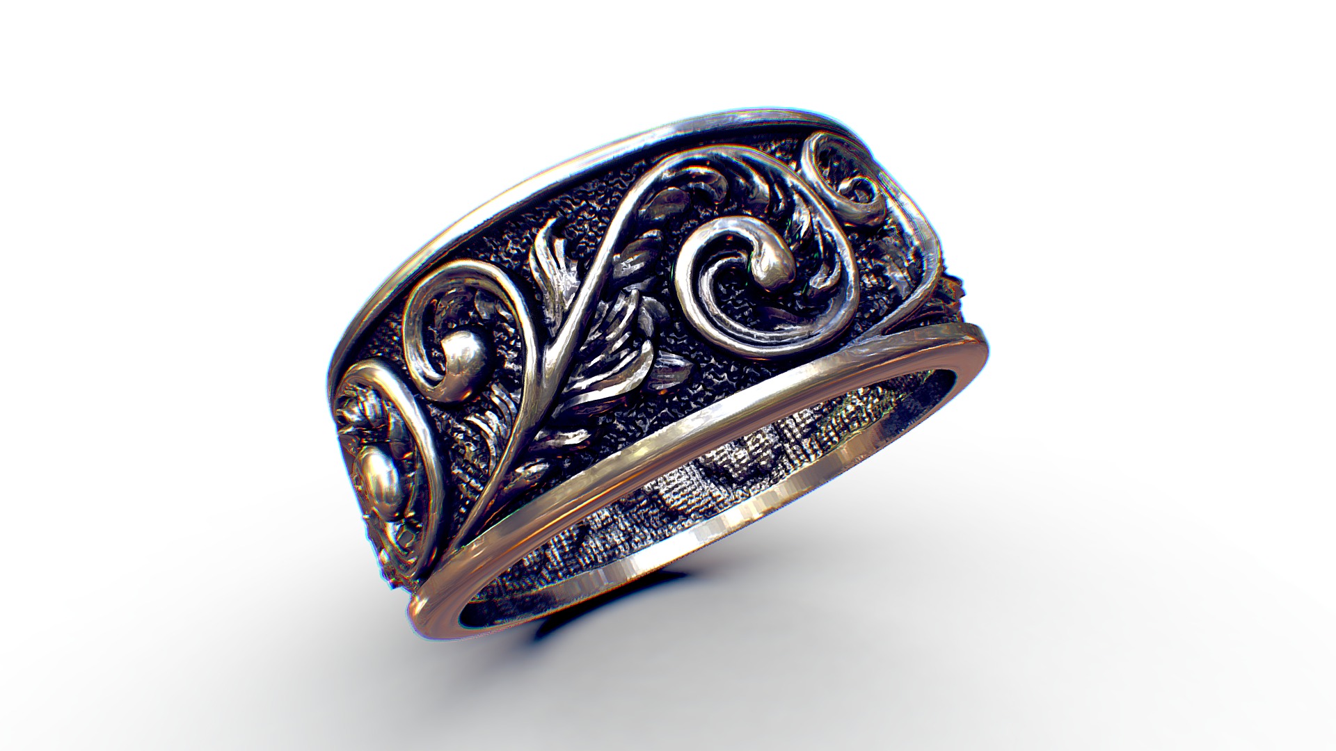 3D model Ring Sprouted - This is a 3D model of the Ring Sprouted. The 3D model is about a silver and black ring.