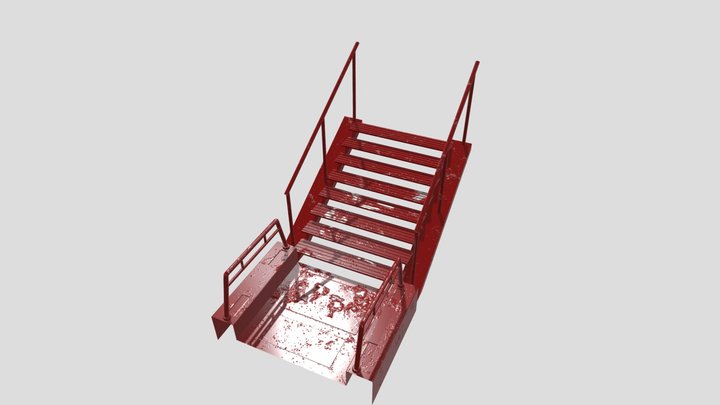 SciFi Walkway Red Stairs 3D Model