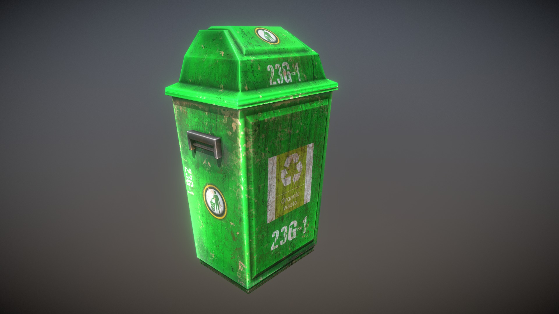 3D model Trash can - This is a 3D model of the Trash can. The 3D model is about a green and white box.
