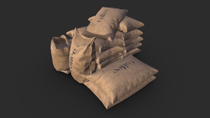 Coffee Old Bags Assets 3D Model