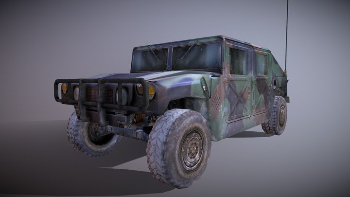 Low Poly Humvee vehicle 3D Model