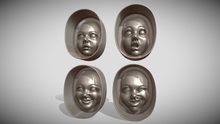 molds for casting silicone molds of faces. 3D Model