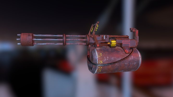 rusted minigun 3D Model