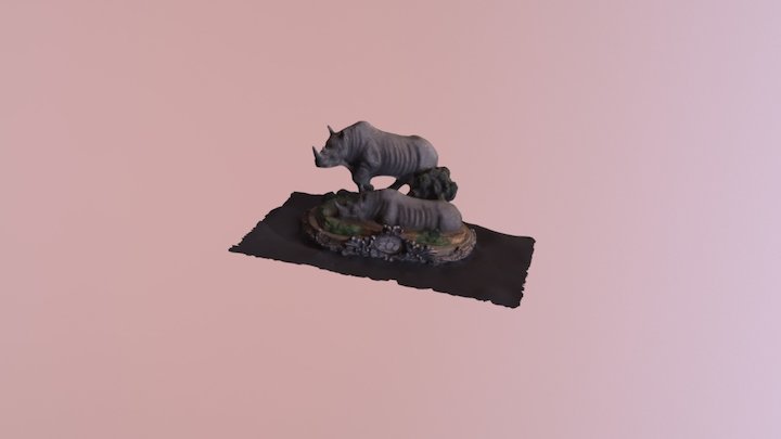 Black Rhino Statue 3D Model