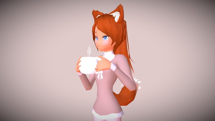 Foxgirl with coffee 3D Model