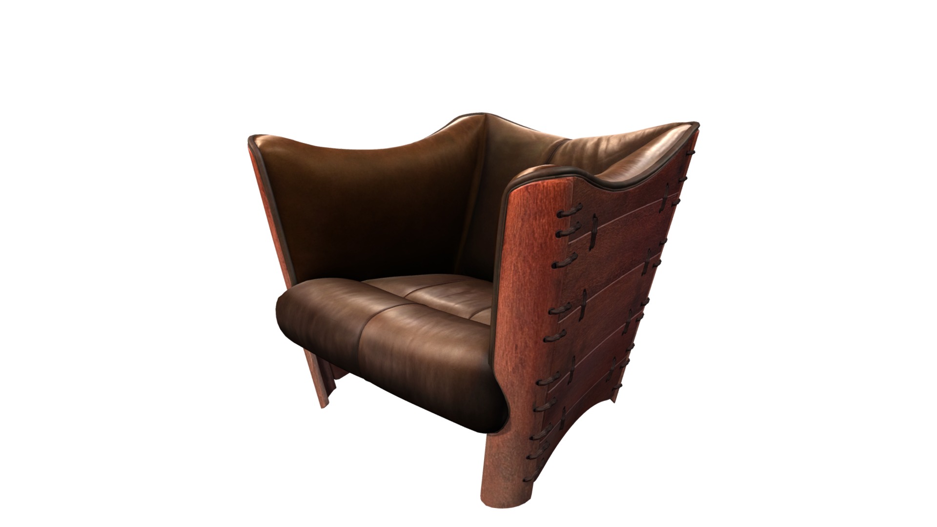 3D model Cayenne Armchair - This is a 3D model of the Cayenne Armchair. The 3D model is about a brown leather chair.