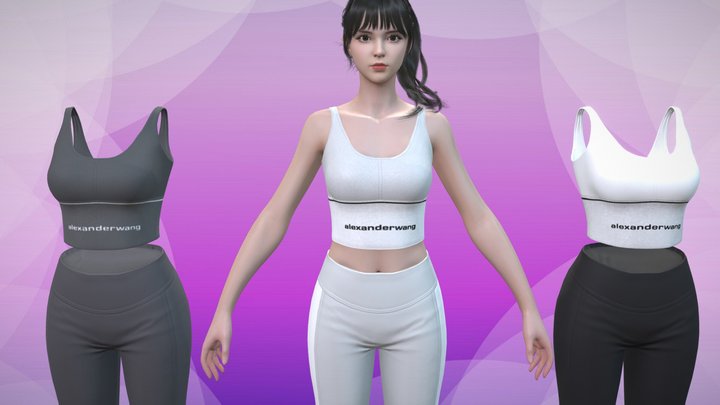 Pretty Girl in Fitness yoga sportwear leggings 3D Model