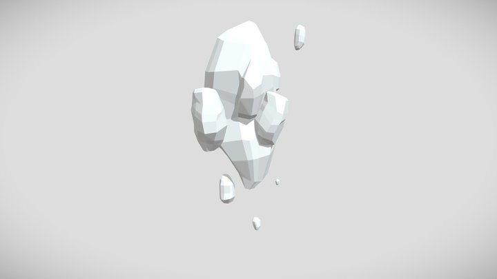 Lowpoly Floating Rock 3D Model