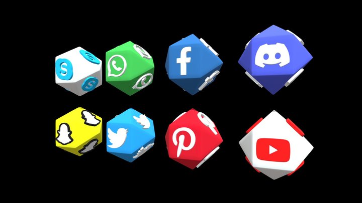 Social Media Icons 3D Model
