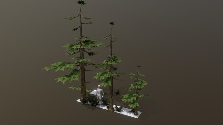 FREE SPRUCE_TREE.FBX WITH FERNS 3D Model
