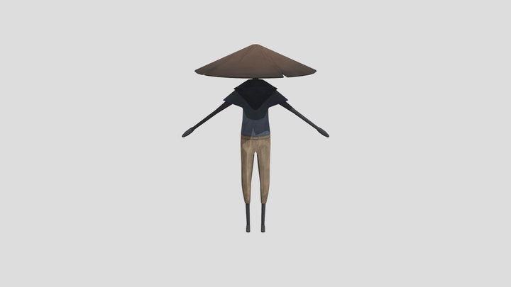 Dance Japanese Samurai Ninja Hat 3D Model