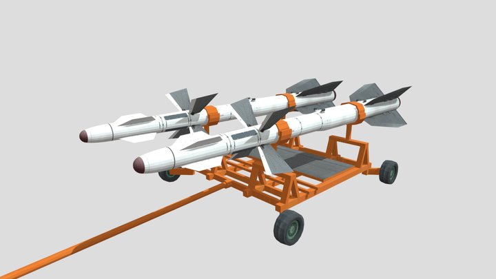 cart with "R-27ET" A-A soviet missiles 3D Model