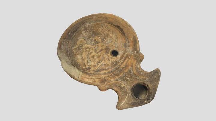 Roman Lamp with Cupid and panther 3D Model
