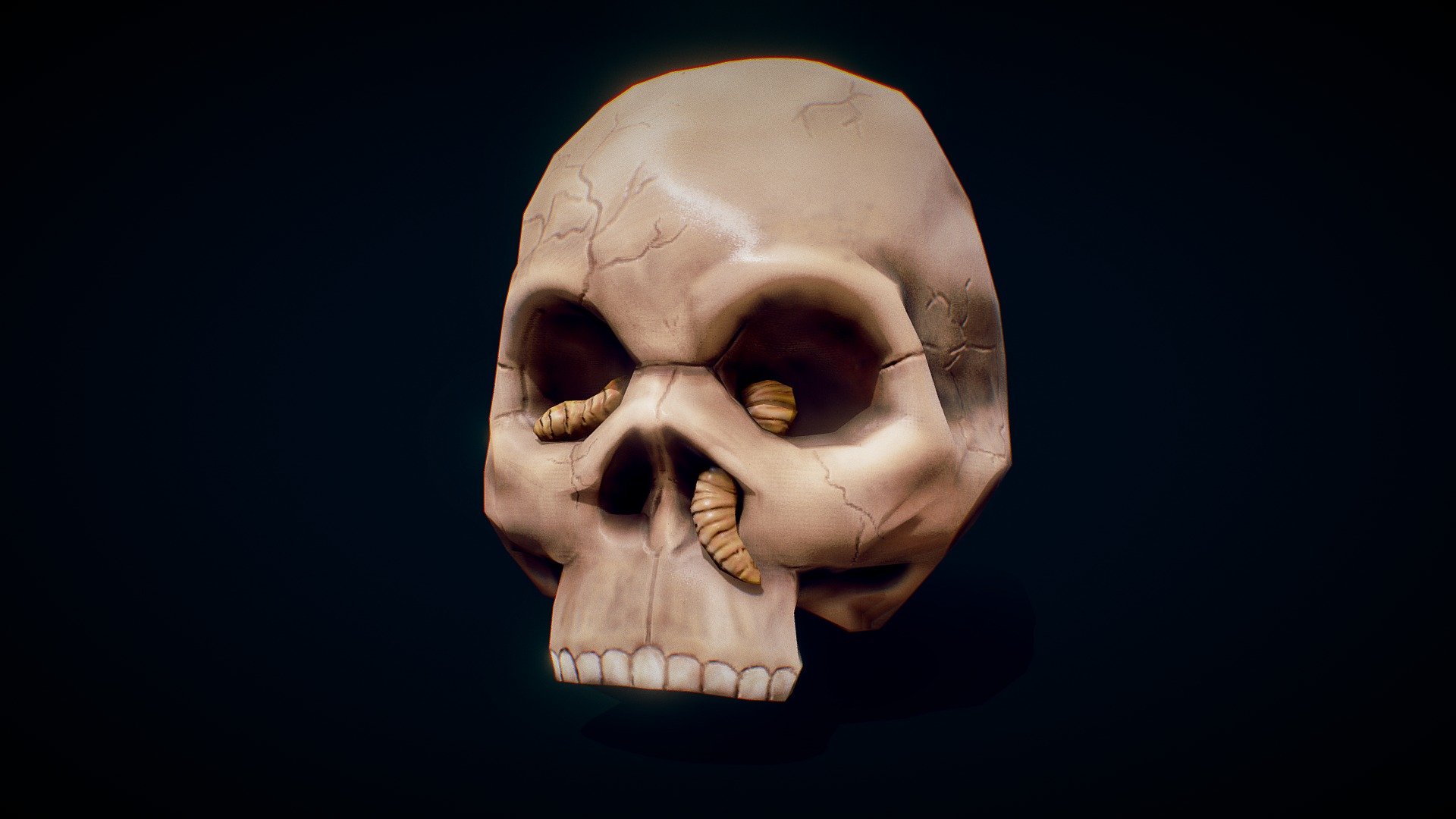 Skull with a worm