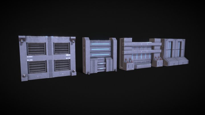 Sci-Fi Modular Wall Panels Pack 3D Model