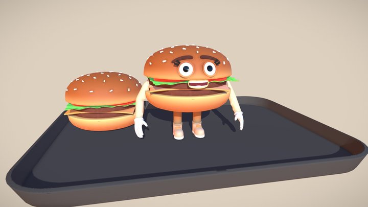 Burger - Fast Food Character + Assets 3D Model
