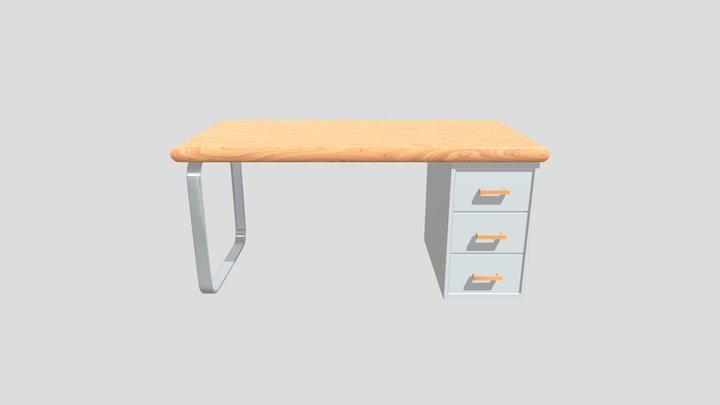 Wooden top study table 3D Model