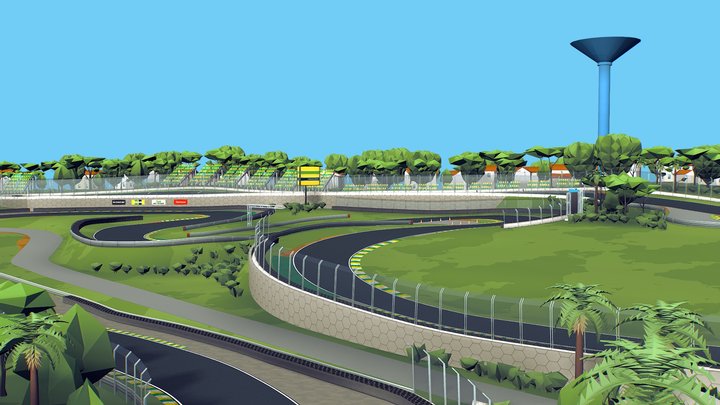Cartoon Race Track Interlagos 3D Model