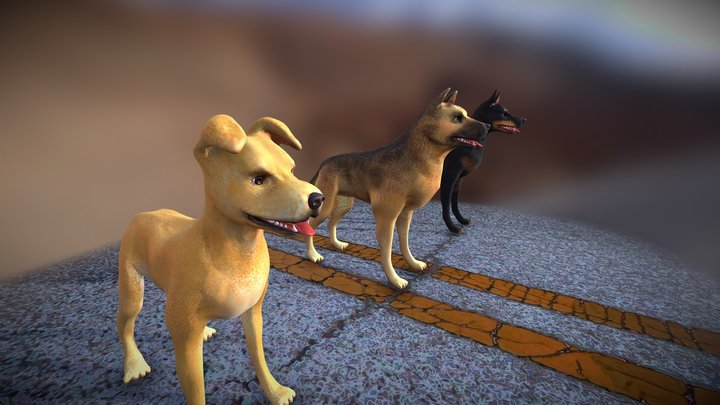 Dog Pack 3D Model