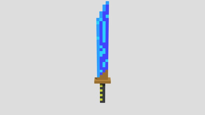 3D Voxel Ninja Sword Blue 3D Model
