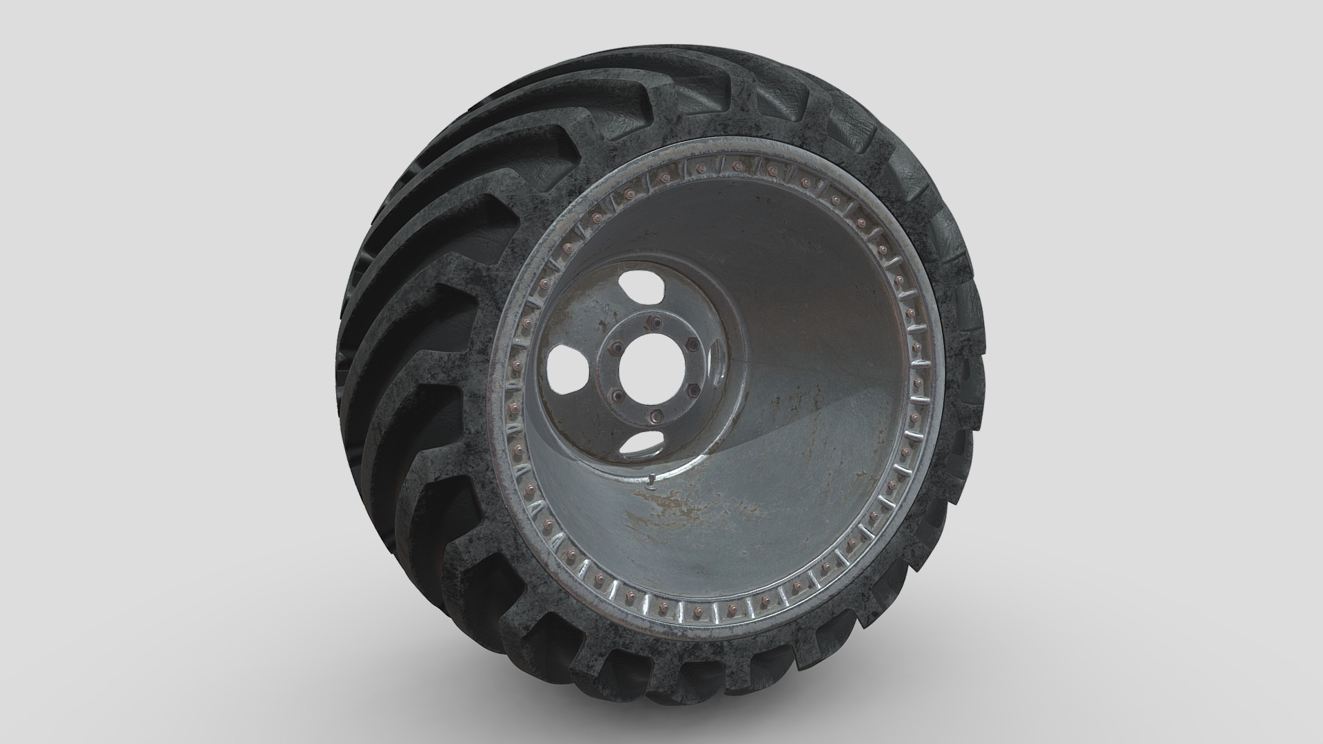 3D model ZIL-Wheel Arched / Old Steel - This is a 3D model of the ZIL-Wheel Arched / Old Steel. The 3D model is about a black tire with a white background.