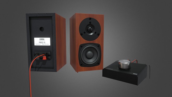 Amp and Speakers 3D Model
