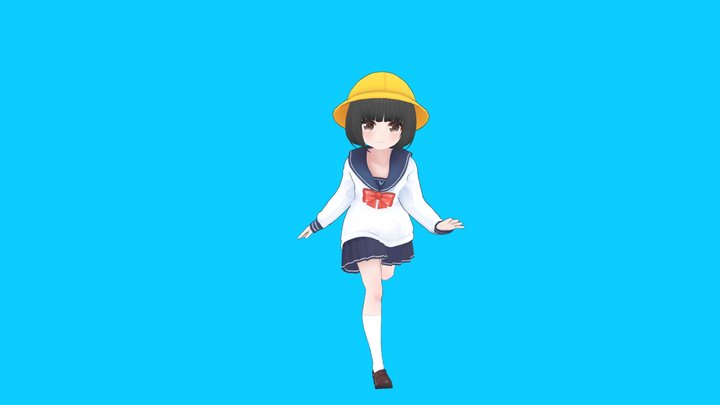 Anime school girl (Rigged) 3D Model