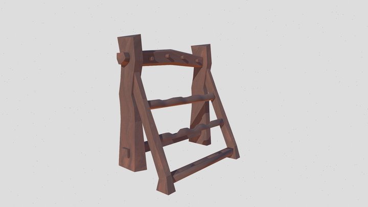 Low Poly Weaponrack 3D Model