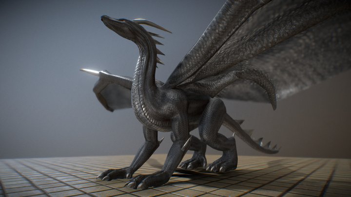 Black Dragon with Idle Animation 3D Model