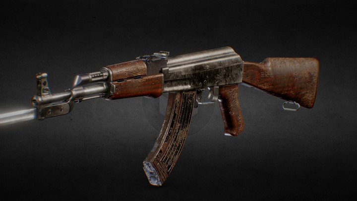 AKM Assault Rifle | old corroded version 3D Model