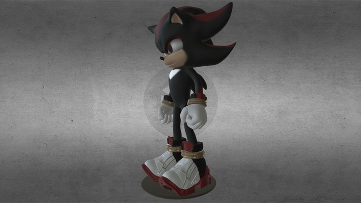 OBJ file Shadow the hedgehog on his motorcycle - Sonic collection