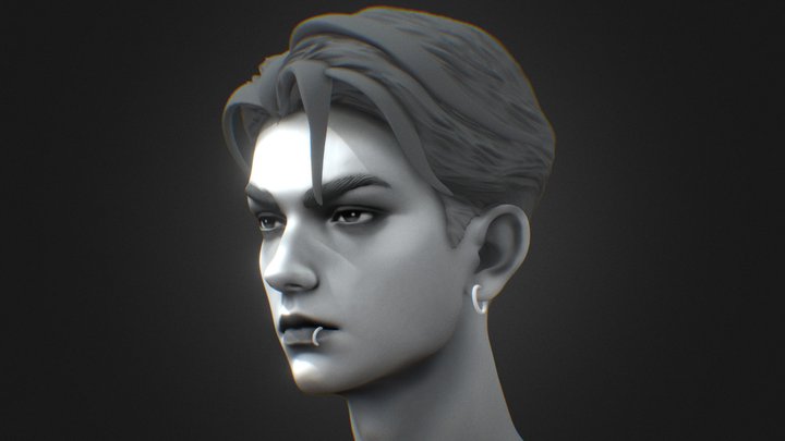 BASE MESH HEAD MALE SEMI-REAL STYLE 3D Model