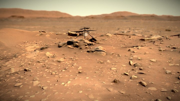 Mars SOL-116 Terrain Area with Ingenuity 3D Model
