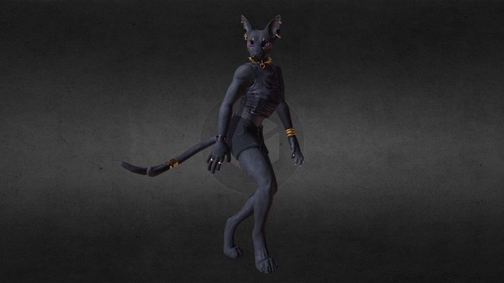 Anthro Sphynx - Game Ready Model 3D Model