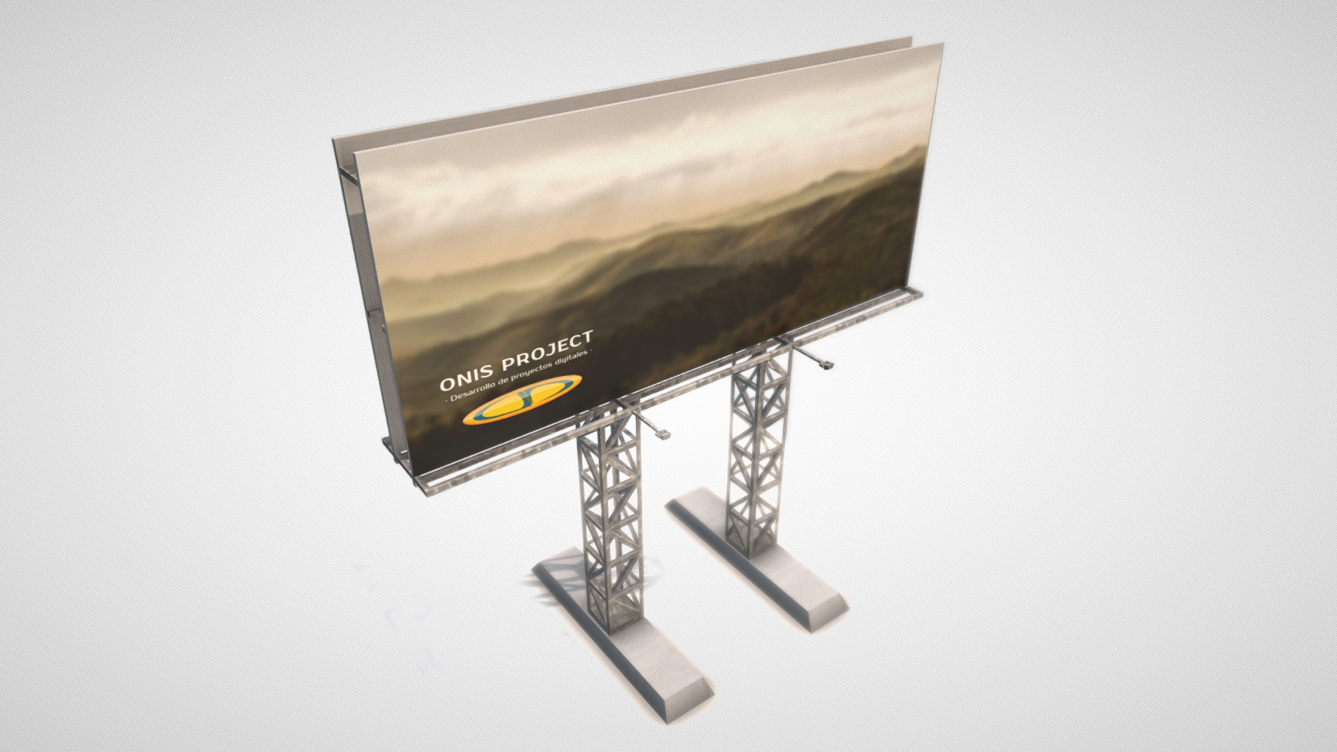 3D model Billboard (Low Poly) - This is a 3D model of the Billboard (Low Poly). The 3D model is about a black and white photo of a black and white sign with a black background.