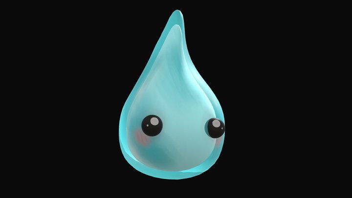 Cute Water Drop - Creature 3D Model