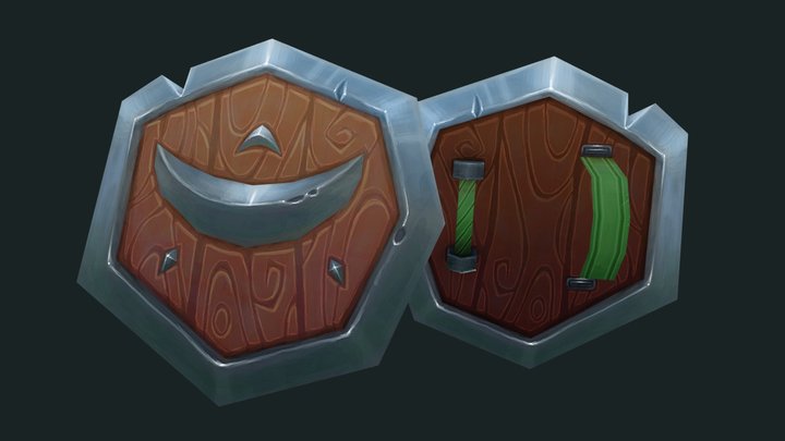 Stylised Fantasy Shield (Hand-painted) 3D Model