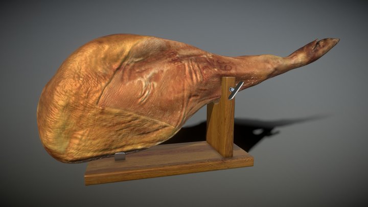 Spanish (serrano) Ham & Table (Jamonero) 3D Model