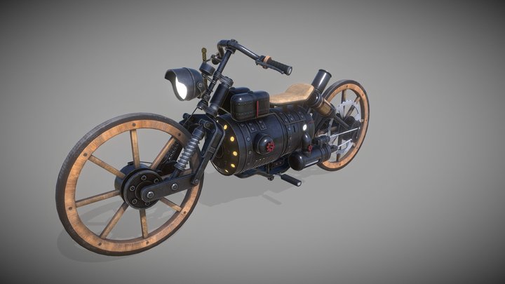 Wild West Motorcycle Game Ready 3D Model