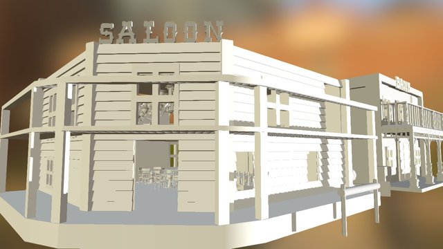 Saloon and Bank 3D Model