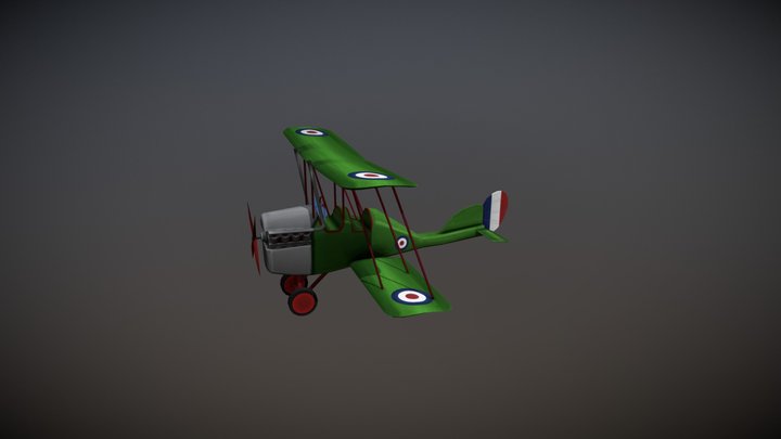 Stylized BE2E airplane 3D Model