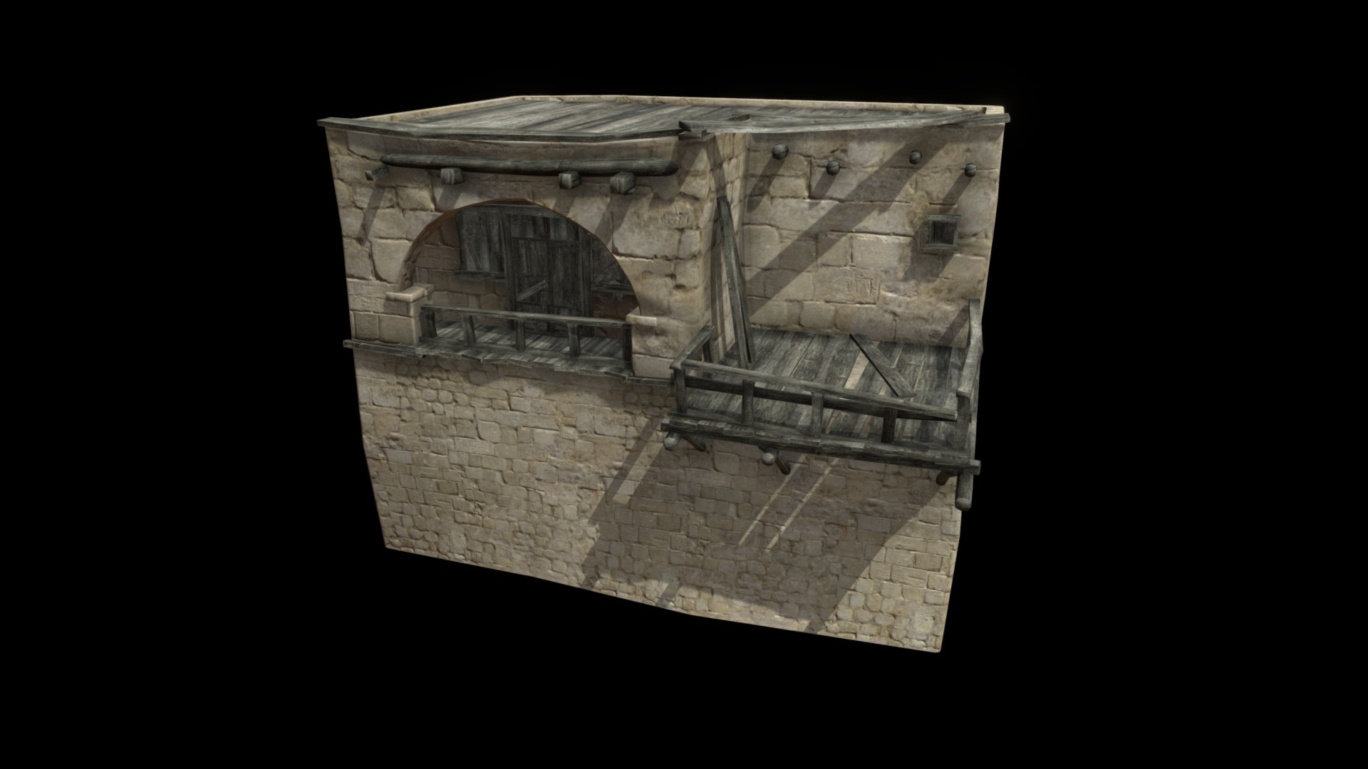 3D model Old house - This is a 3D model of the Old house. The 3D model is about a stone building with a door.