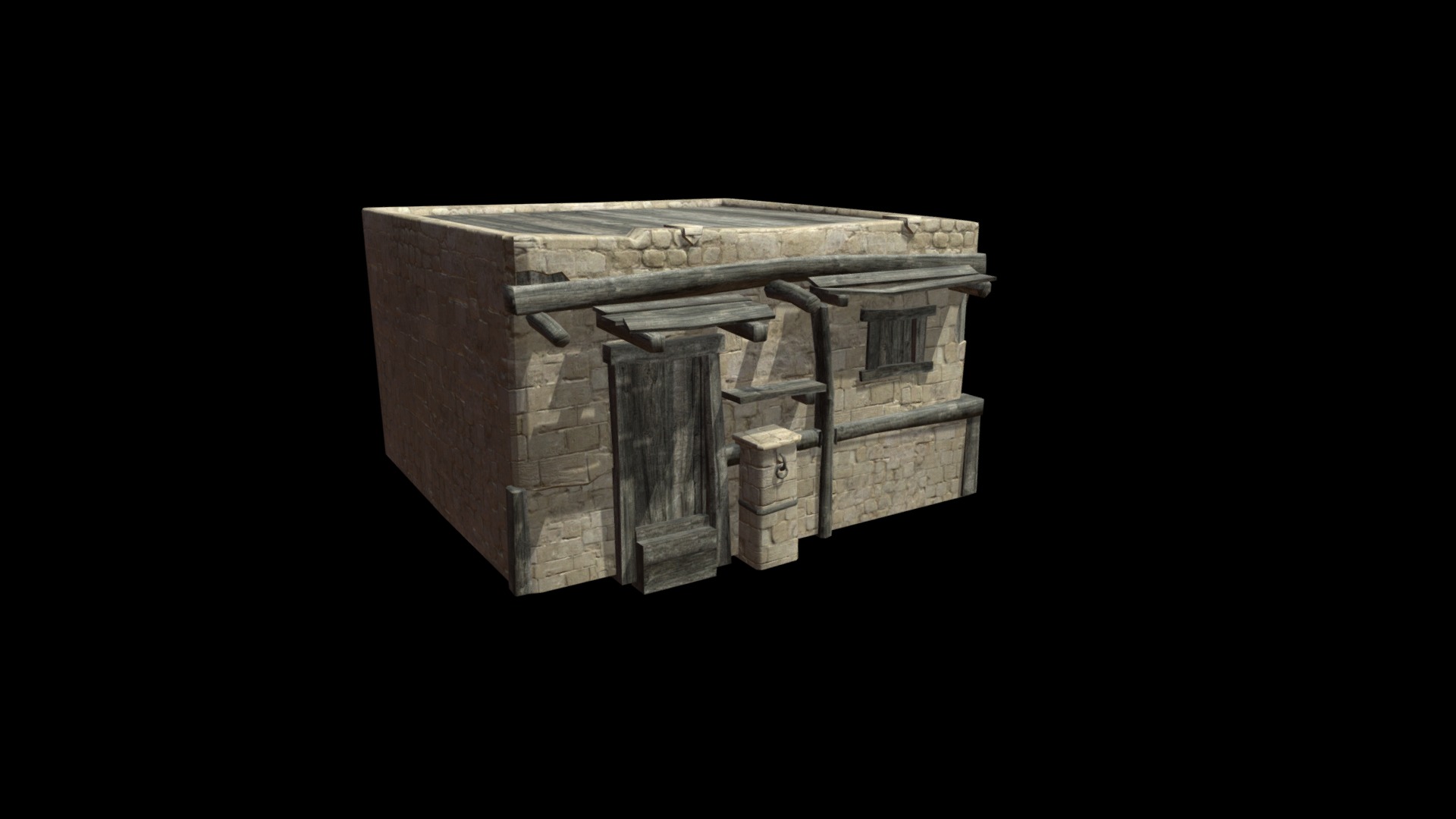 3D model Old house - This is a 3D model of the Old house. The 3D model is about a wood box with a hole in it.