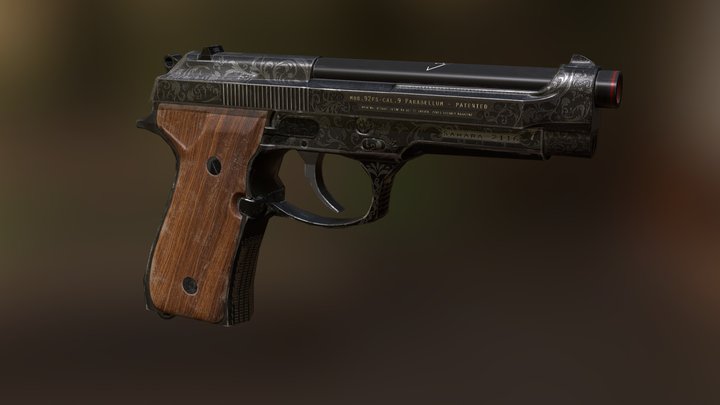 Beretta 92fs Game asset 3D Model